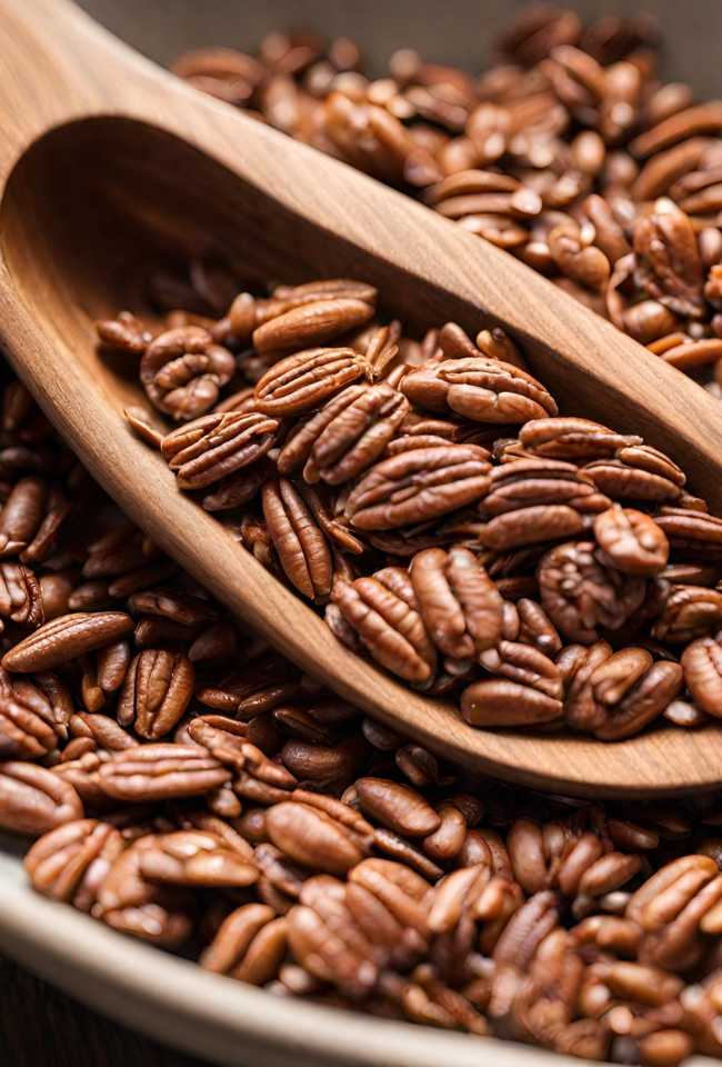 Superfood Pecans in wood scoop